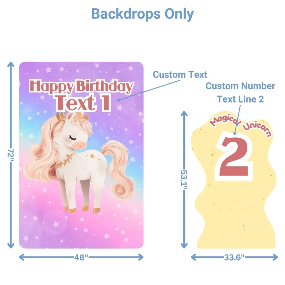 Magical Unicorn 2 Foam Core Birthday Backdrop Kit by PopScene™