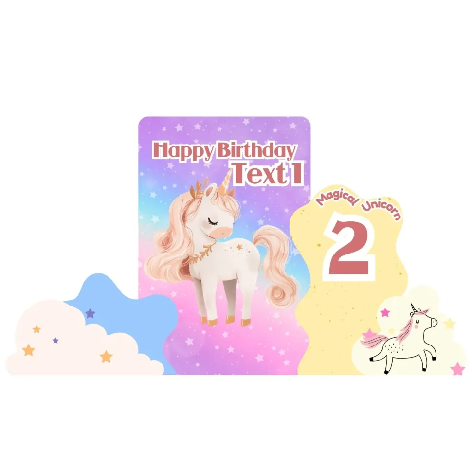 Magical Unicorn 2 Foam Core Birthday Backdrop Kit by PopScene™