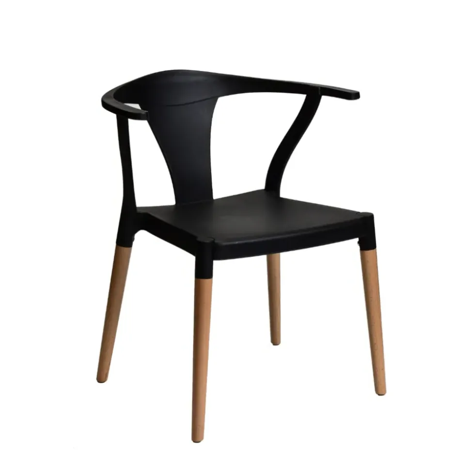 Marcus Mid-Century Dining Chair with Arms - Black