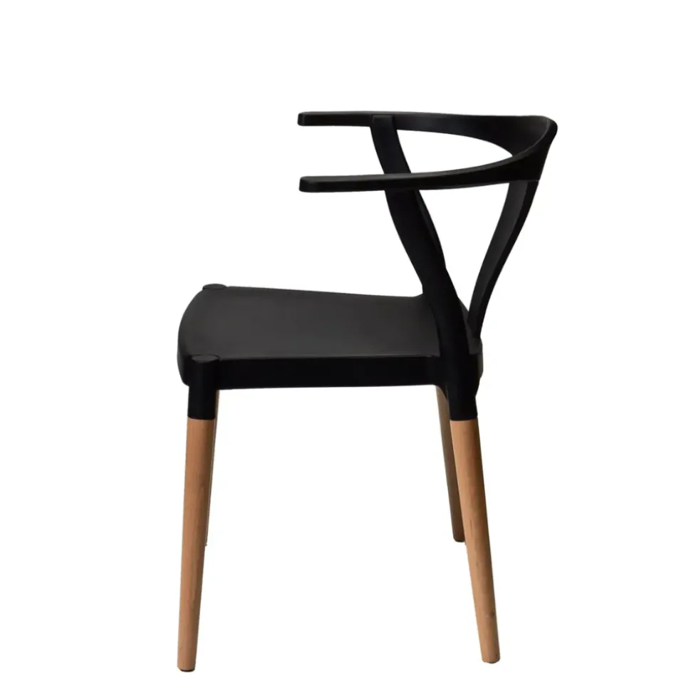 Marcus Mid-Century Dining Chair with Arms - Black