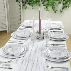13" Matte Lavender and White Floral Print Round French Toile Charger Plates – 6 Pieces Reusable Acrylic Chargers