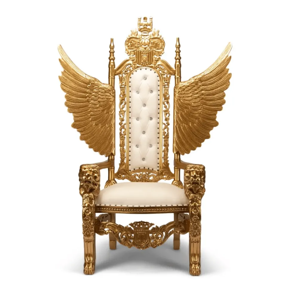 Monarch Throne Chair - White Vinyl/Silver Frame