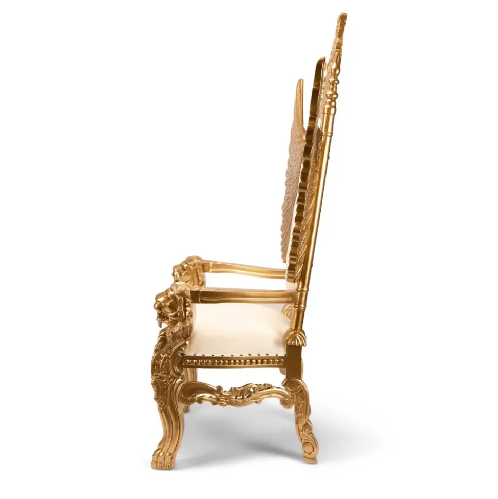 Monarch Throne Chair - White Vinyl/Silver Frame