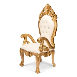 Monarch Thronet Chair - White Vinyl/Gold Frame