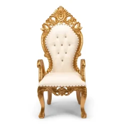 Monarch Thronet Chair - White Vinyl/Gold Frame