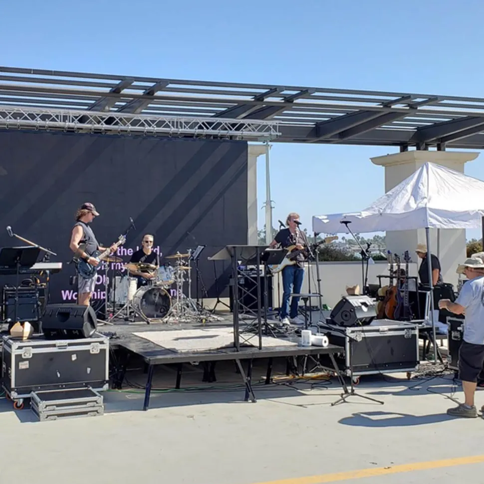 MyStage - 8’x12’ Portable Stage - Adjustable Height With Skirting & Rails (Set of 6)
