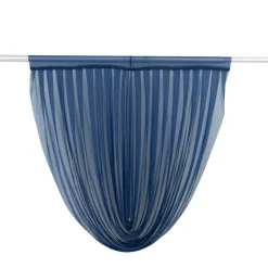 Navy Blue Sheer Chiffon Valance Curtain – Curved Backdrop Swag Topper with Rod Pocket (4ft Wide x 4ft, 5ft, 6ft Height Options)