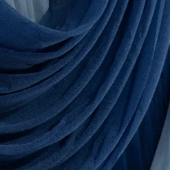 Navy Blue Sheer Chiffon Valance Curtain – Curved Backdrop Swag Topper with Rod Pocket (4ft Wide x 4ft, 5ft, 6ft Height Options)