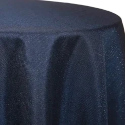Navy - Designer Glitz Linen Broad Tablecloth by Eastern Mills - Many Size Options