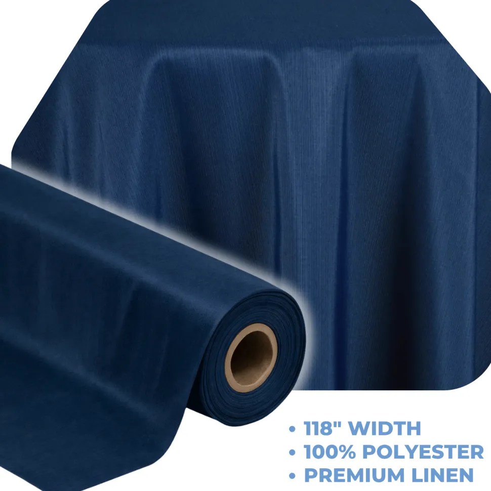 Navy La Petite France by the Yard - 118" Width