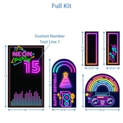 Neon Glow Party Foam Core Birthday Backdrop Kit by PopScene™