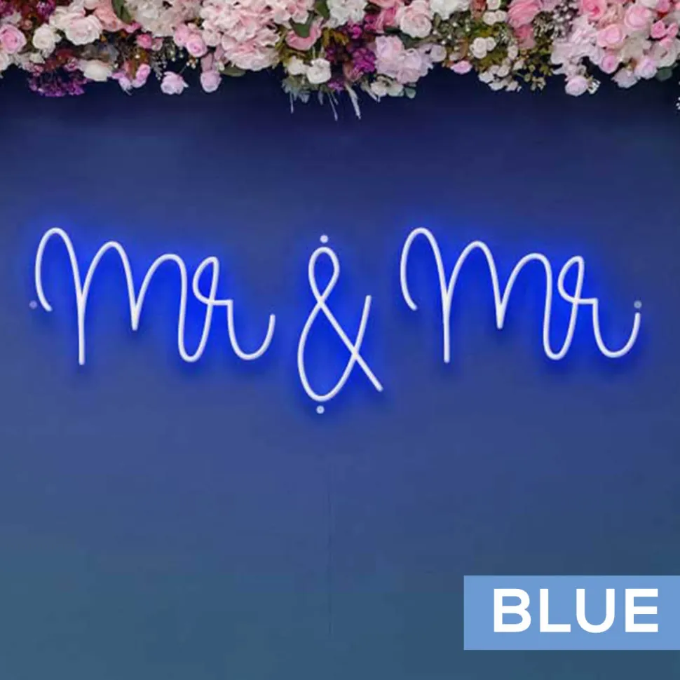 Neon Sign "Mr & Mr" in "Nutmeg" Font - Choose your Size and Color!