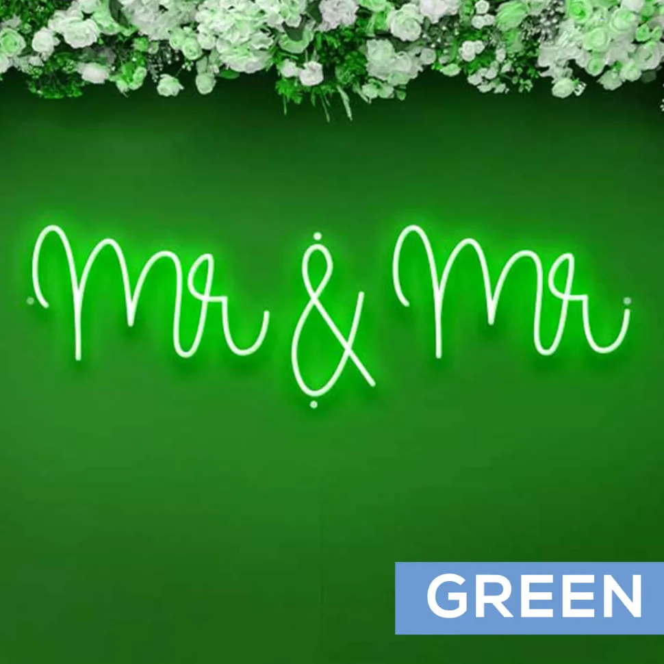 Neon Sign "Mr & Mr" in "Nutmeg" Font - Choose your Size and Color!