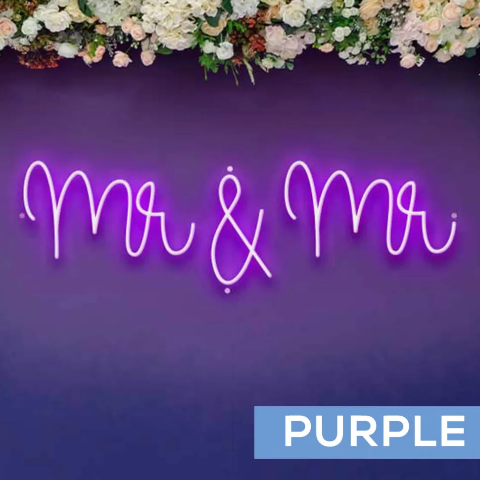 Neon Sign "Mr & Mr" in "Nutmeg" Font - Choose your Size and Color!