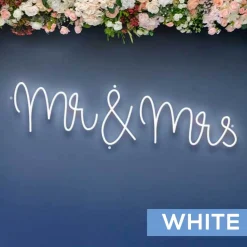 Neon Sign "Mr & Mrs" in "Nutmeg" Font - Choose your Size and Color!