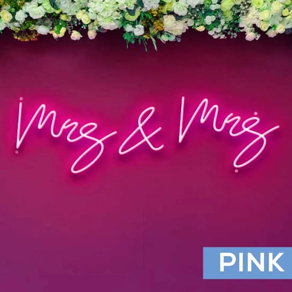 Neon Sign "Mrs & Mrs" in "Dear Sasha" Font - Choose your Size and Color!