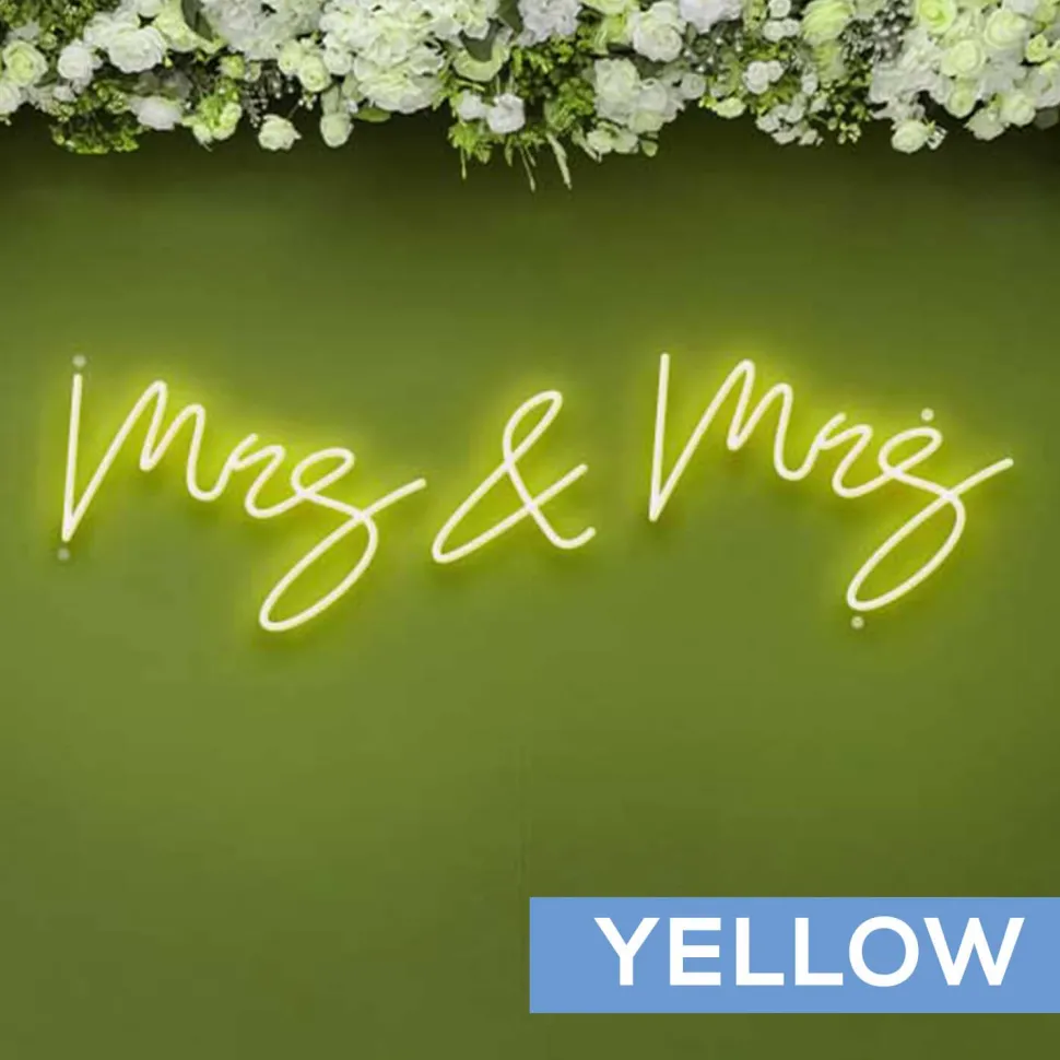 Neon Sign "Mrs & Mrs" in "Dear Sasha" Font - Choose your Size and Color!