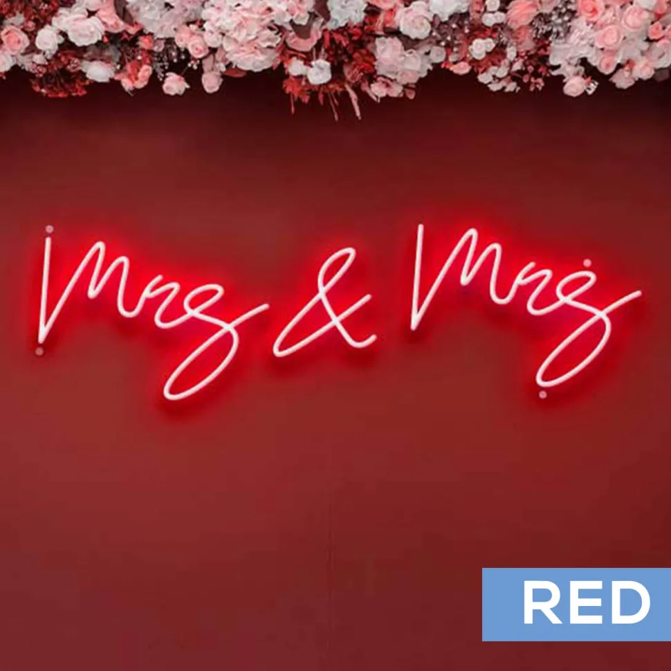 Neon Sign "Mrs & Mrs" in "Dear Sasha" Font - Choose your Size and Color!