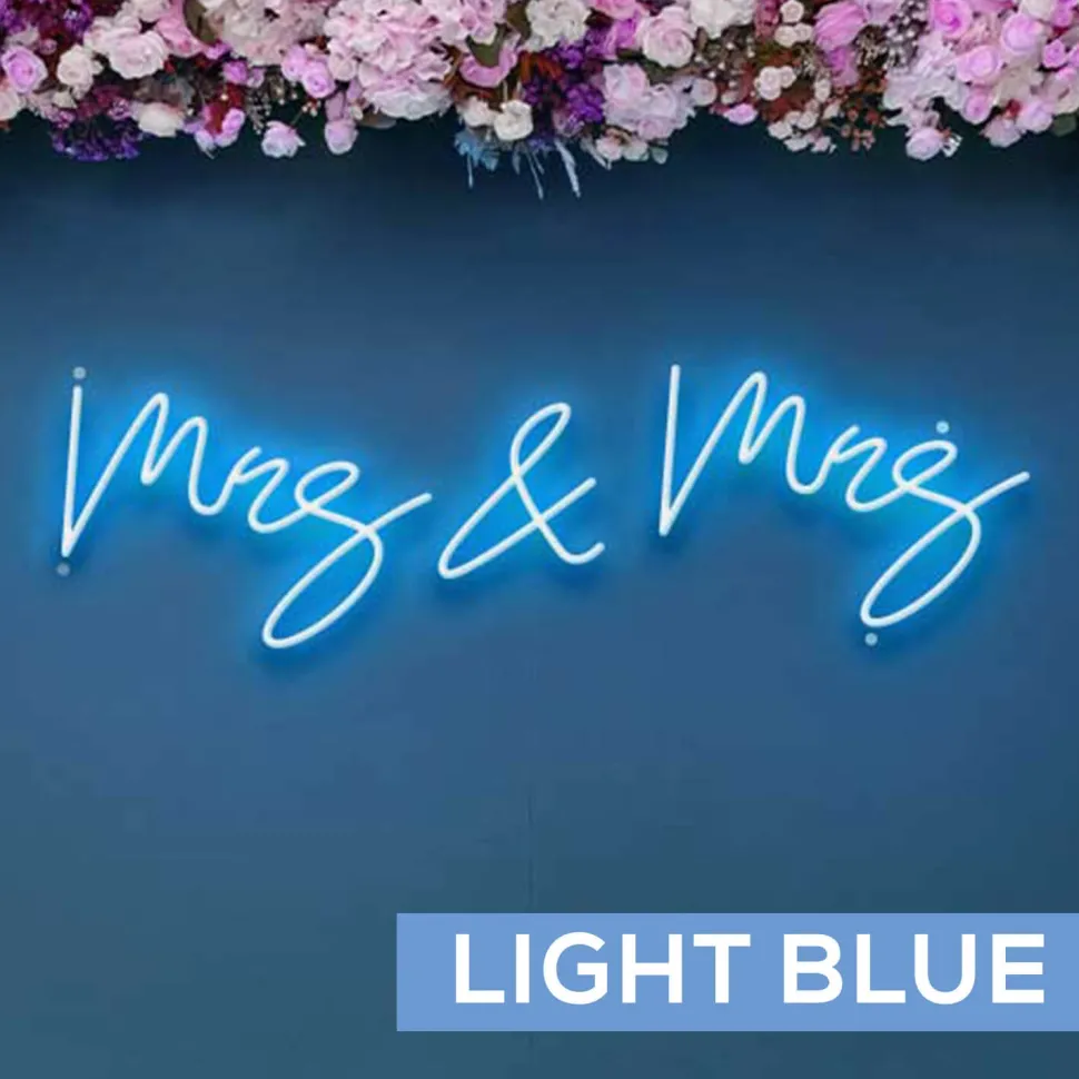 Neon Sign "Mrs & Mrs" in "Dear Sasha" Font - Choose your Size and Color!
