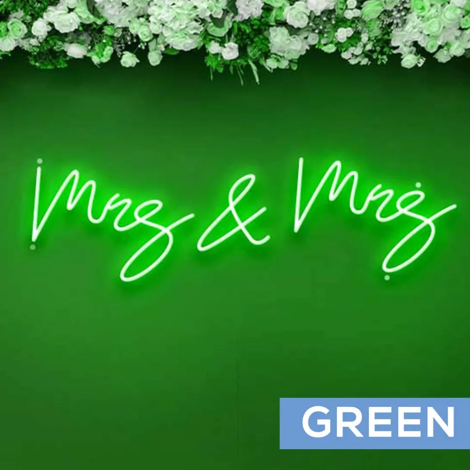 Neon Sign "Mrs & Mrs" in "Dear Sasha" Font - Choose your Size and Color!