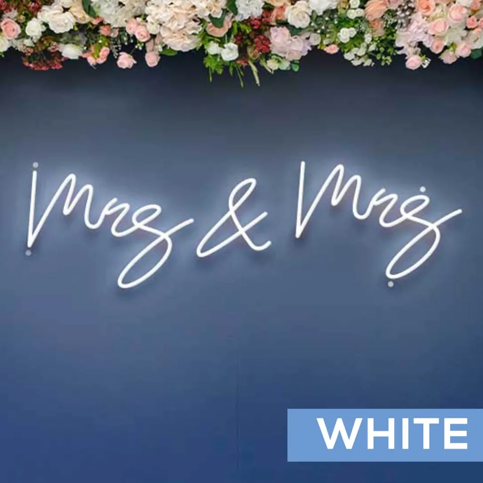 Neon Sign "Mrs & Mrs" in "Dear Sasha" Font - Choose your Size and Color!