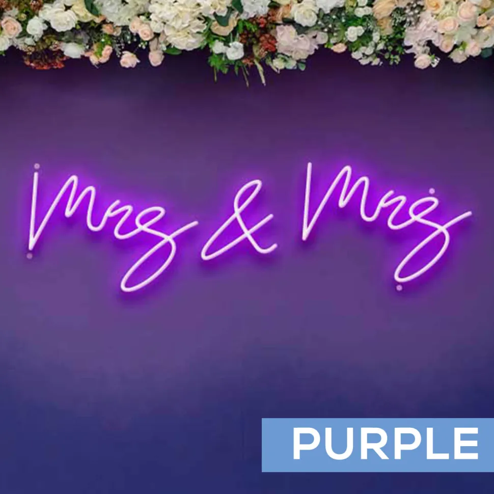 Neon Sign "Mrs & Mrs" in "Dear Sasha" Font - Choose your Size and Color!