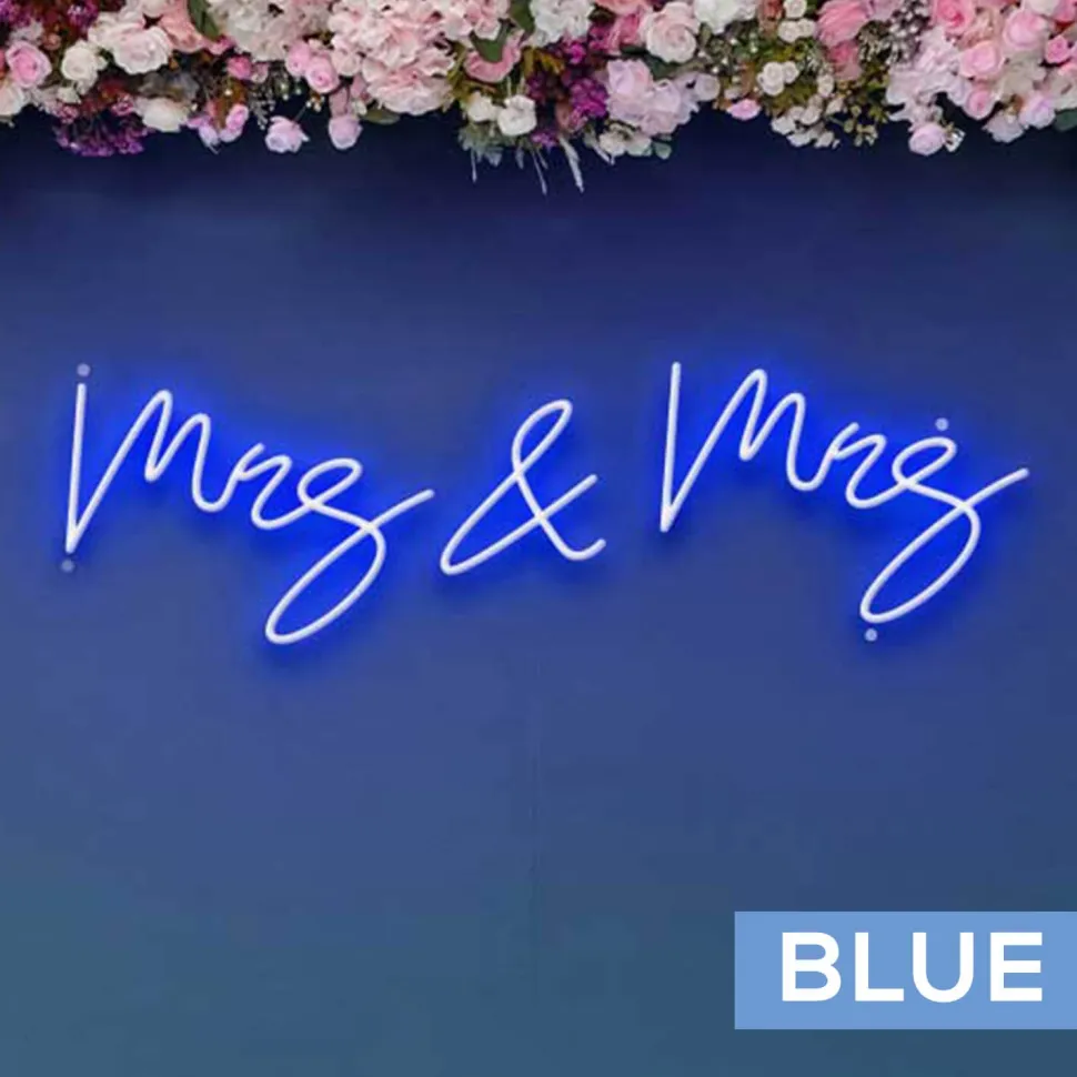 Neon Sign "Mrs & Mrs" in "Dear Sasha" Font - Choose your Size and Color!
