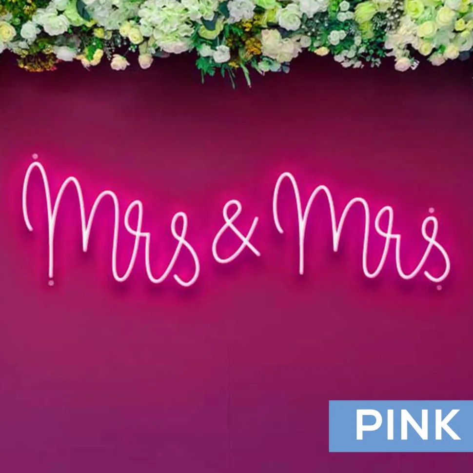 Neon Sign "Mrs & Mrs" in "Nutmeg" Font - Choose your Size and Color!