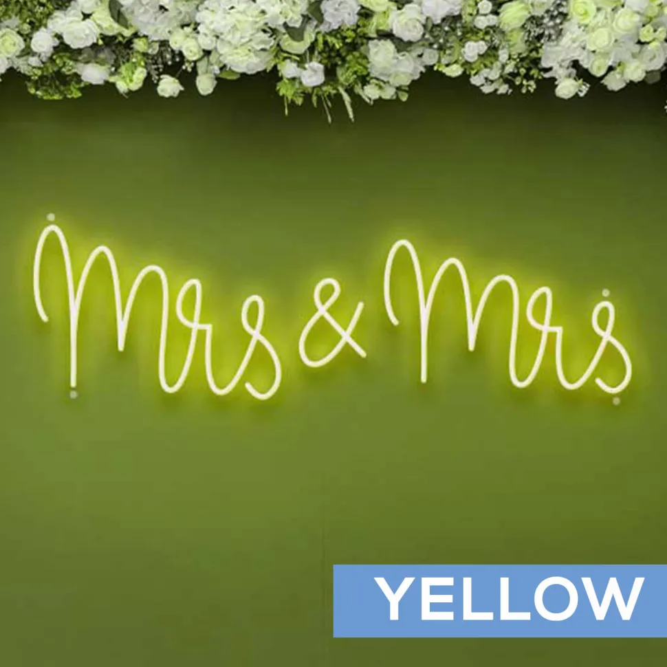 Neon Sign "Mrs & Mrs" in "Nutmeg" Font - Choose your Size and Color!