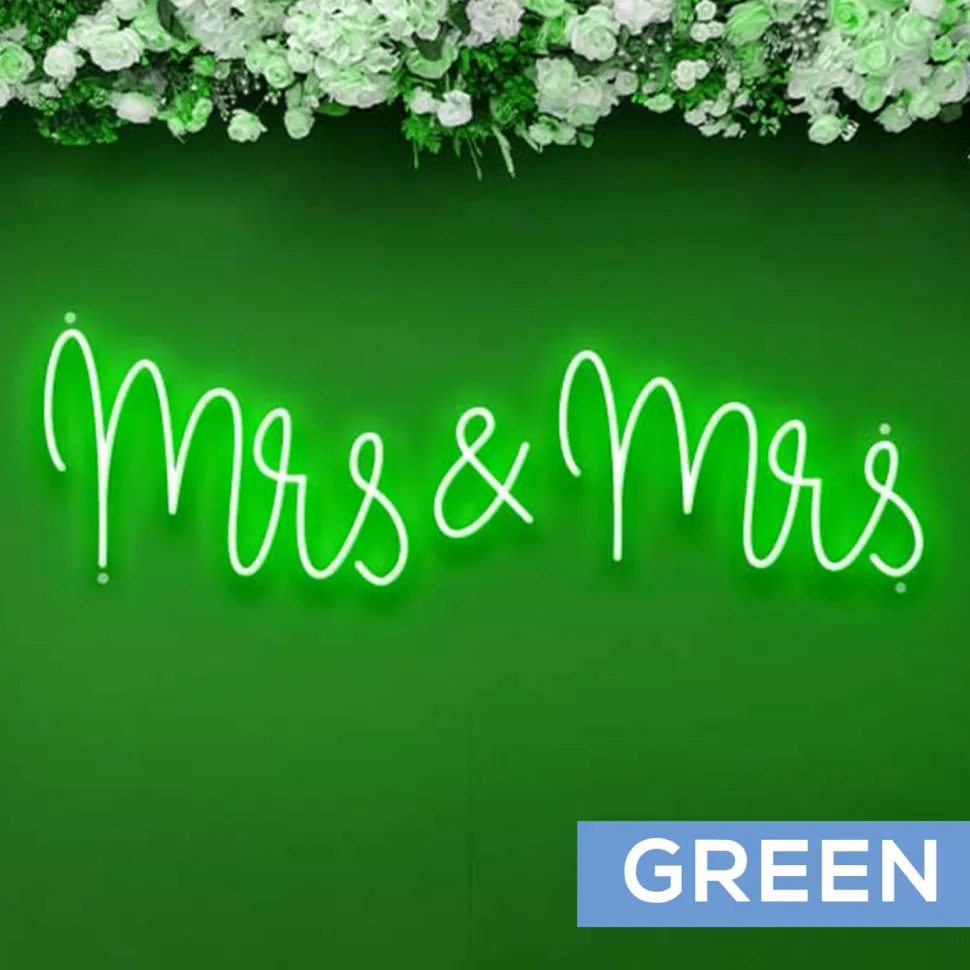 Neon Sign "Mrs & Mrs" in "Nutmeg" Font - Choose your Size and Color!