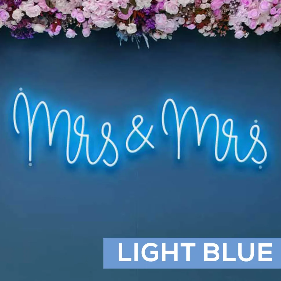 Neon Sign "Mrs & Mrs" in "Nutmeg" Font - Choose your Size and Color!