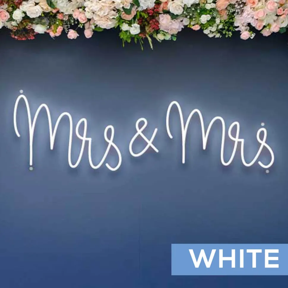 Neon Sign "Mrs & Mrs" in "Nutmeg" Font - Choose your Size and Color!