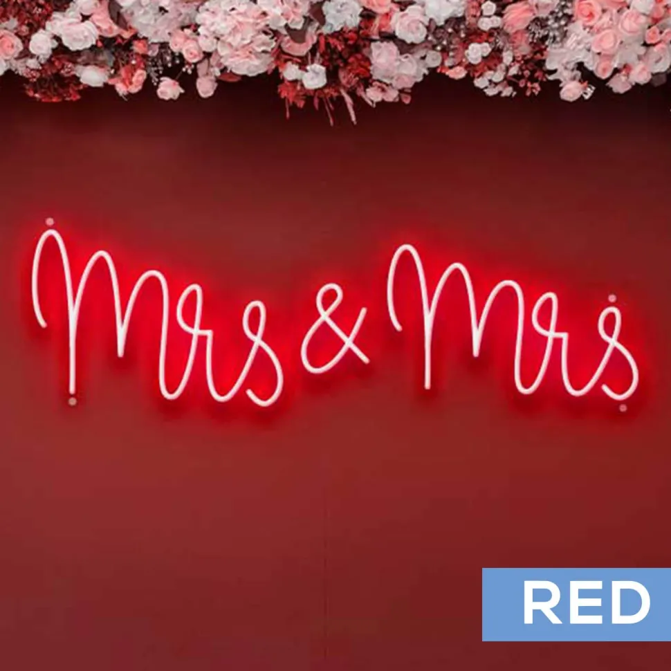 Neon Sign "Mrs & Mrs" in "Nutmeg" Font - Choose your Size and Color!