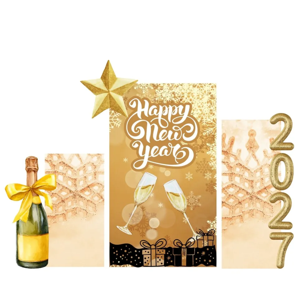 New Years 3 Foam Core Birthday Backdrop Kit by PopScene™