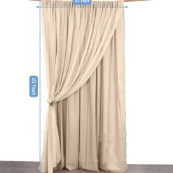 Nude Double Sheer Backdrop Drape – 10ft Height x 10ft Wide Chiffon & Polyester Dual Layer Event Divider Curtain with Rod Pockets