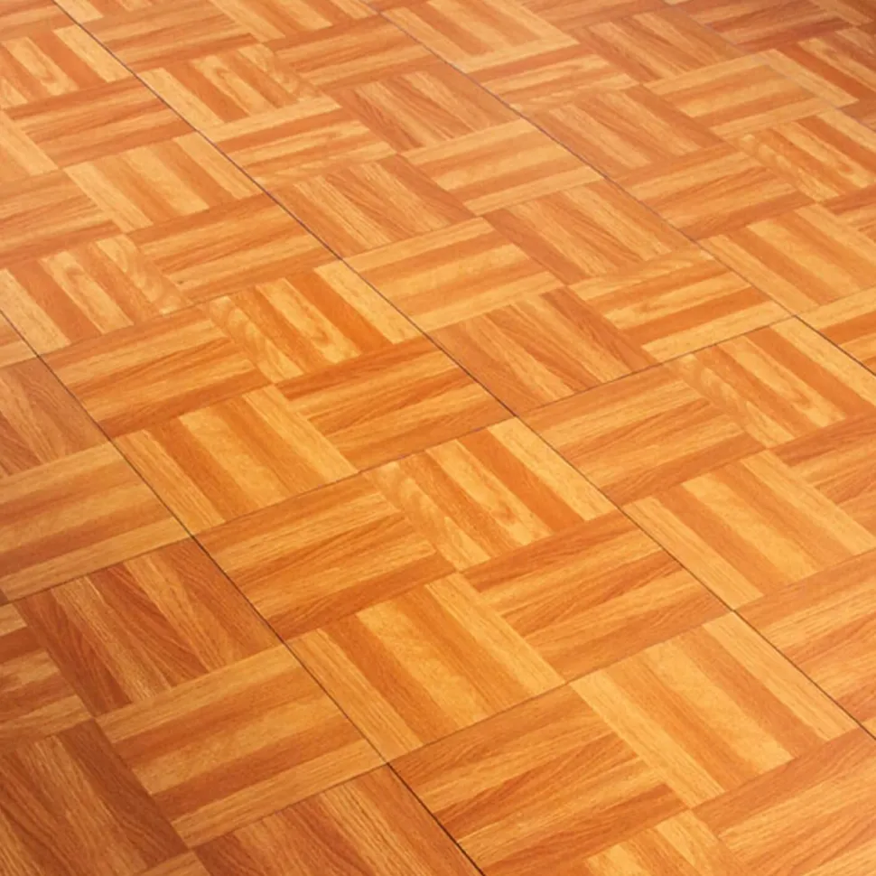 Oak Snaplock Dance Floor Set - Easy Assembly, Portable with Edging & Transport Cart! - 12" x 12" Tiles
