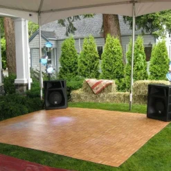 Oak Snaplock Dance Floor Set - Easy Assembly, Portable with Edging & Transport Cart! - 12