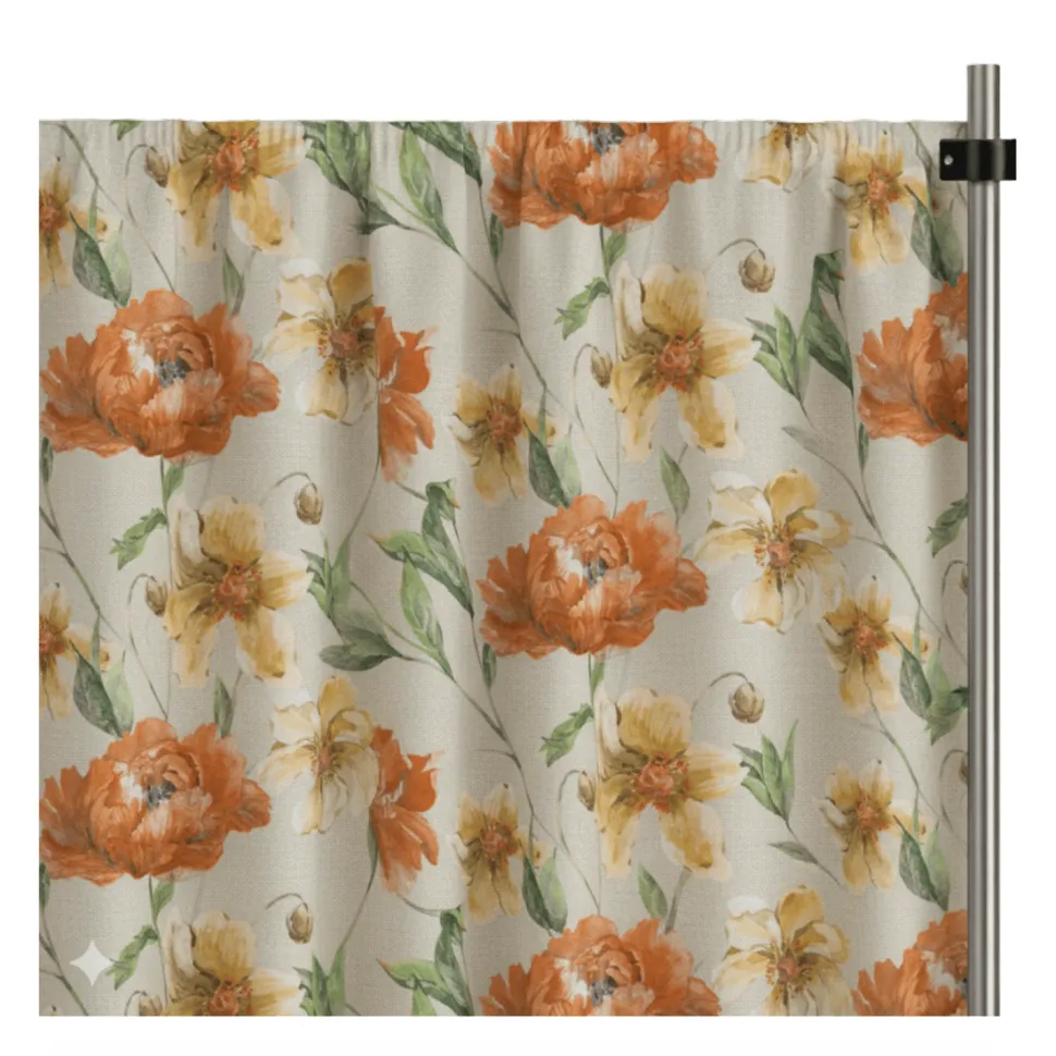 Orange Livia Curtain Panel w/ 4" Rod Pocket - 114" Wide - Many Size Options