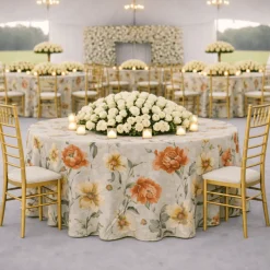 Orange Livia Jacquard Tablecloth - Multiple Size Options