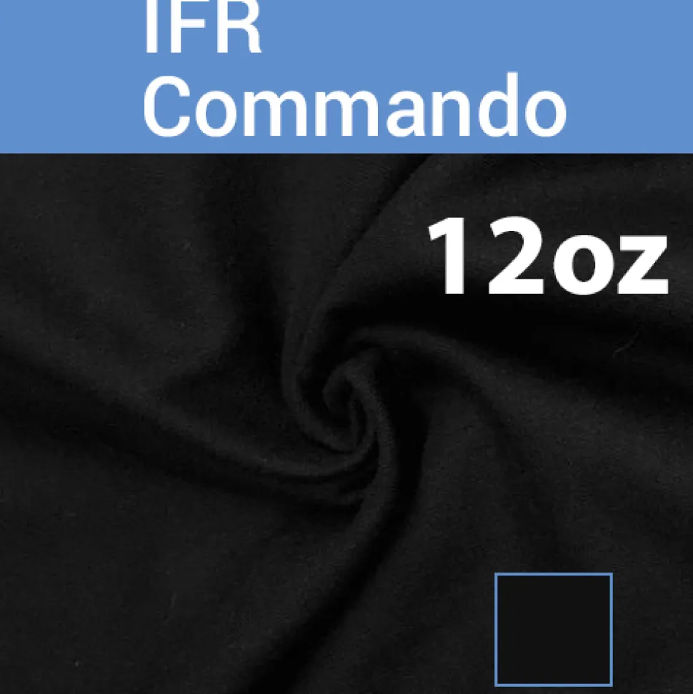 12oz. Fire Retardant Duvetyne/Commando Cloth - Sewn Drape Panel w/ 4" Rod Pockets - 21ft in Black