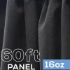 16oz. Fire Retardant Duvetyne/Commando Cloth - Sewn Drape Panel w/ 4" Rod Pockets - 60ft in Black