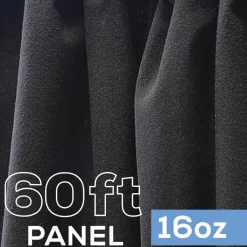 16oz. Fire Retardant Duvetyne/Commando Cloth - Sewn Drape Panel w/ 4" Rod Pockets - 60ft in Black