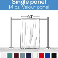 14 oz. (IFR) Production Performance Polyester Velour by Eastern Mills - Sewn Drape Panel w/ 4" Rod Pockets - 8ft
