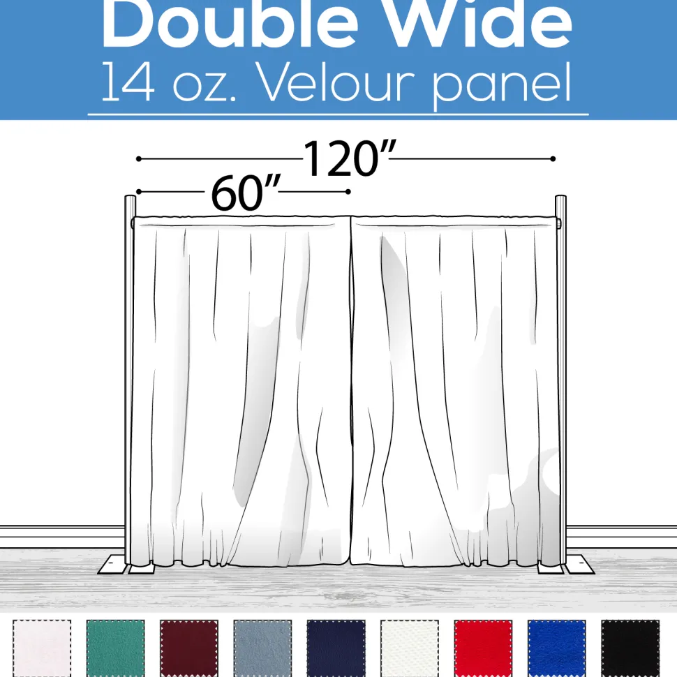 14 oz. (IFR) Production Performance Polyester Velour by Eastern Mills - Double Wide (120") Sewn Drape Panel w/ 4" Rod Pockets - 20ft