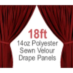 14 oz. (IFR) Production Performance Polyester Velour by Eastern Mills - Sewn Drape Panel w/ 4" Rod Pockets - 18ft