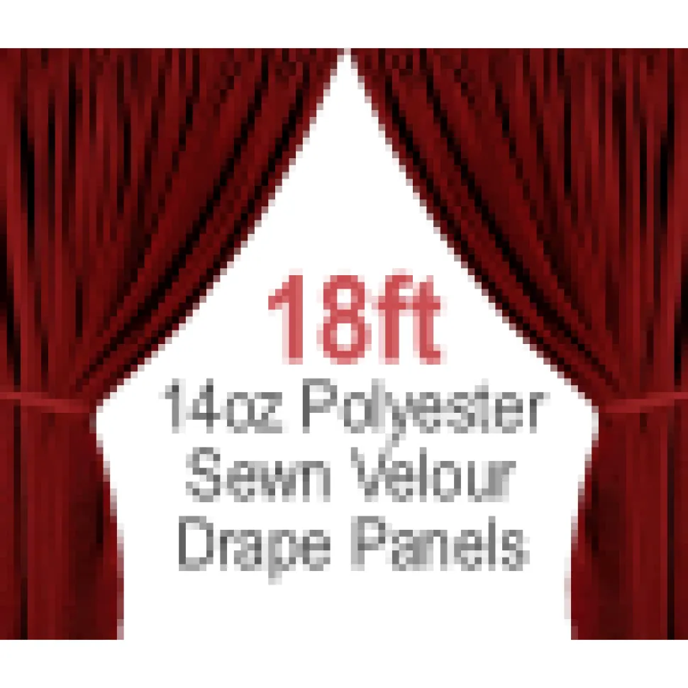 14 oz. (IFR) Production Performance Polyester Velour by Eastern Mills - Sewn Drape Panel w/ 4" Rod Pockets - 18ft