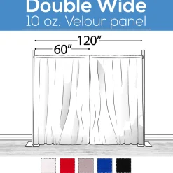 10 oz. Inherently Fire Retardant Polyester Velour - Double Wide (120") Sewn Drape Panel w/ 4" Rod Pockets - 6ft