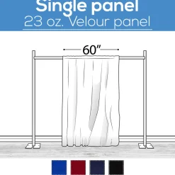23 oz. Inherently Fire Retardant Polyester Velour - Sewn Drape Panel 60" Wide w/ 4" Rod Pockets - 6ft
