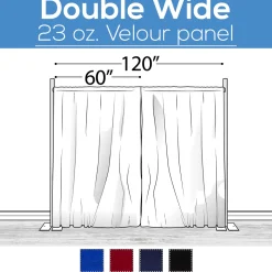 23 oz. Inherently Fire Retardant Polyester Velour - Double Wide (120") Sewn Drape Panel w/ 4" Rod Pockets - 10ft