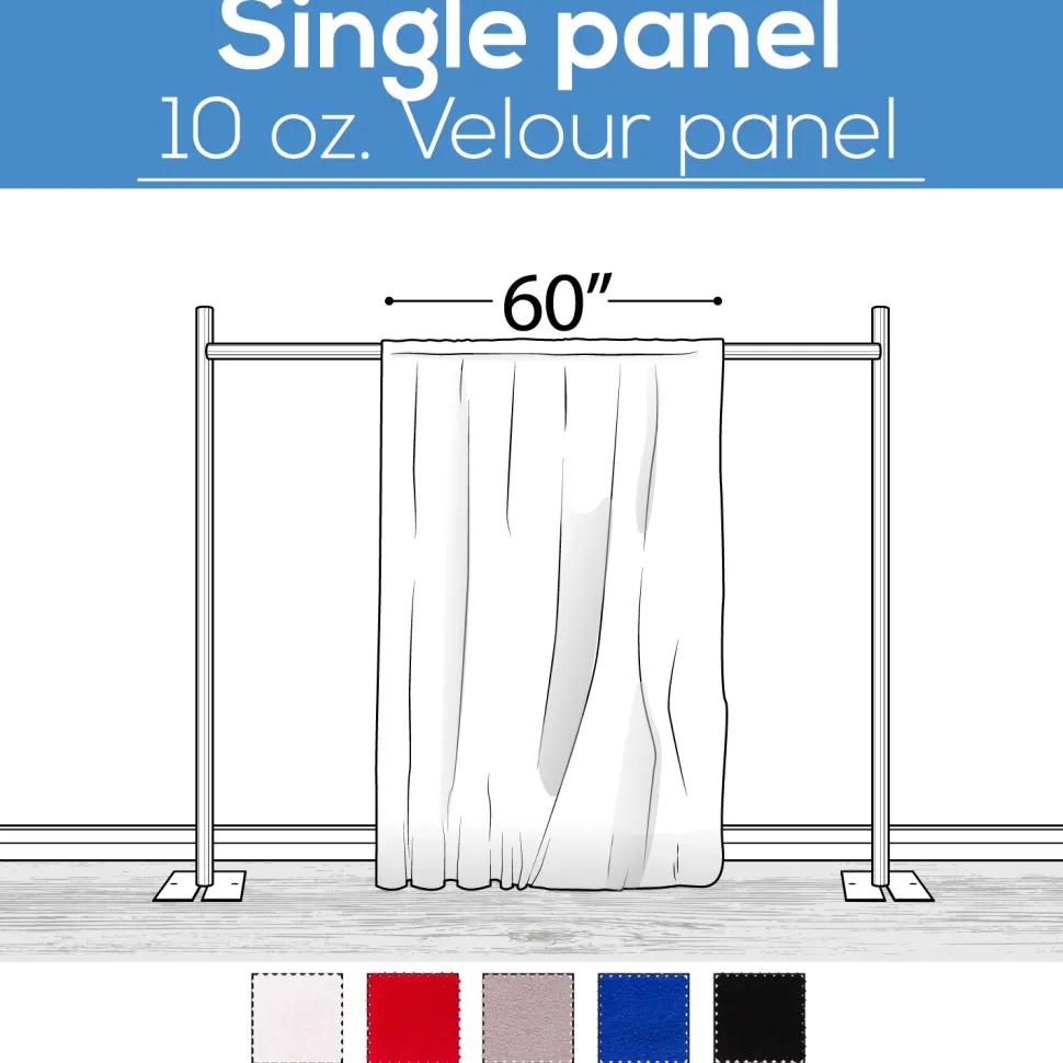 10 oz. Inherently Fire Retardant Polyester Velour - Sewn Drape Panel 60" Wide w/ 4" Rod Pockets - 12ft